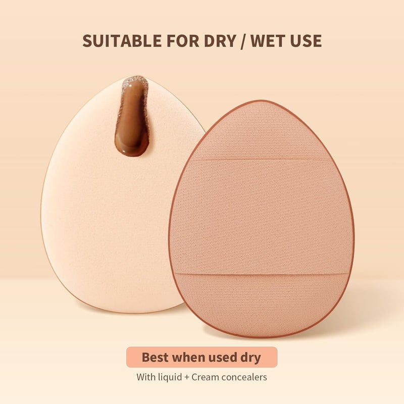docolor Flat Foundation Brush for Liquid Makeup - 2Pcs Mini Powder Puff Set Premium Korean Makeup Brush for Blending, Cream Portable Finger Puffs Perfect for Under Eye Setting, Concealer - Image 5